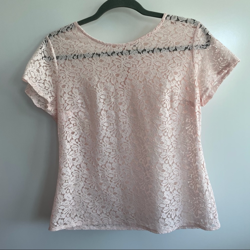Old Navy Lace Short Sleeve Blouse Light Pink Small